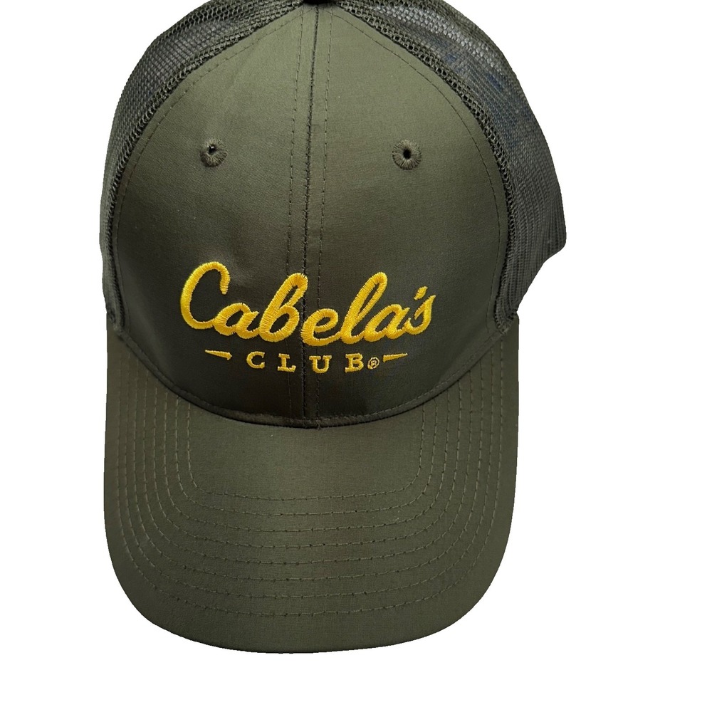 Cabela's Club Baseball Hat Adjustable Snapback Olive Green & Yellow  Hunting NEW